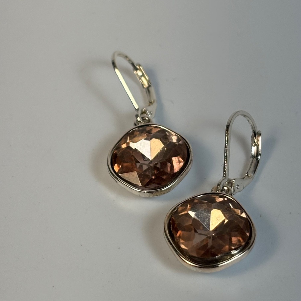Earrings Silver Tone Pink Rhinestone‎ Y2K Fashion Elegant - Picture 5 of 7